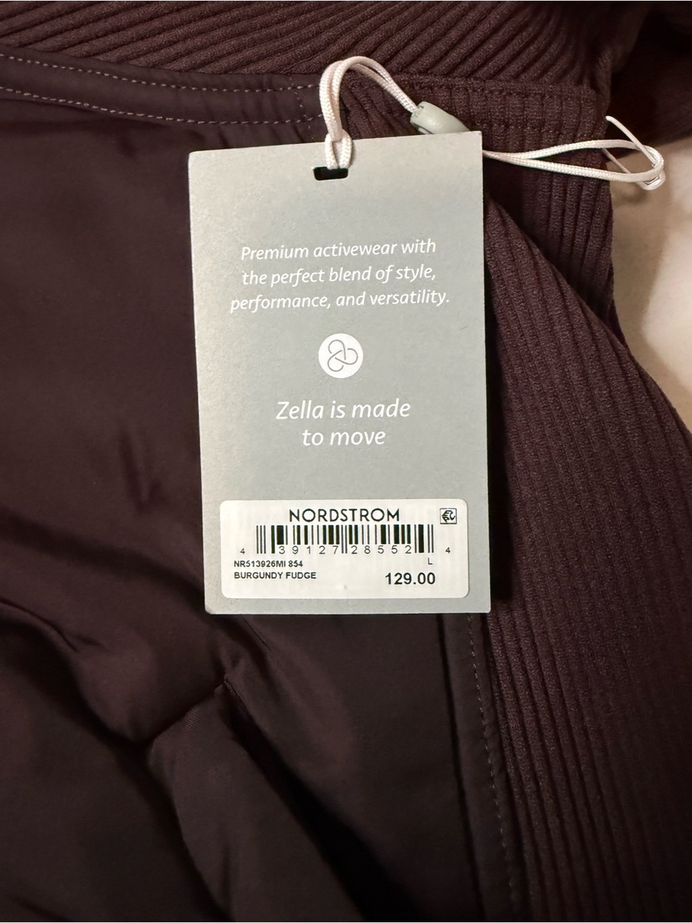 Zella Women’s Burgundy Fudge Seamless Mixed Media Bomber Jacket - Sz Large, NWT - Picture 8 of 13